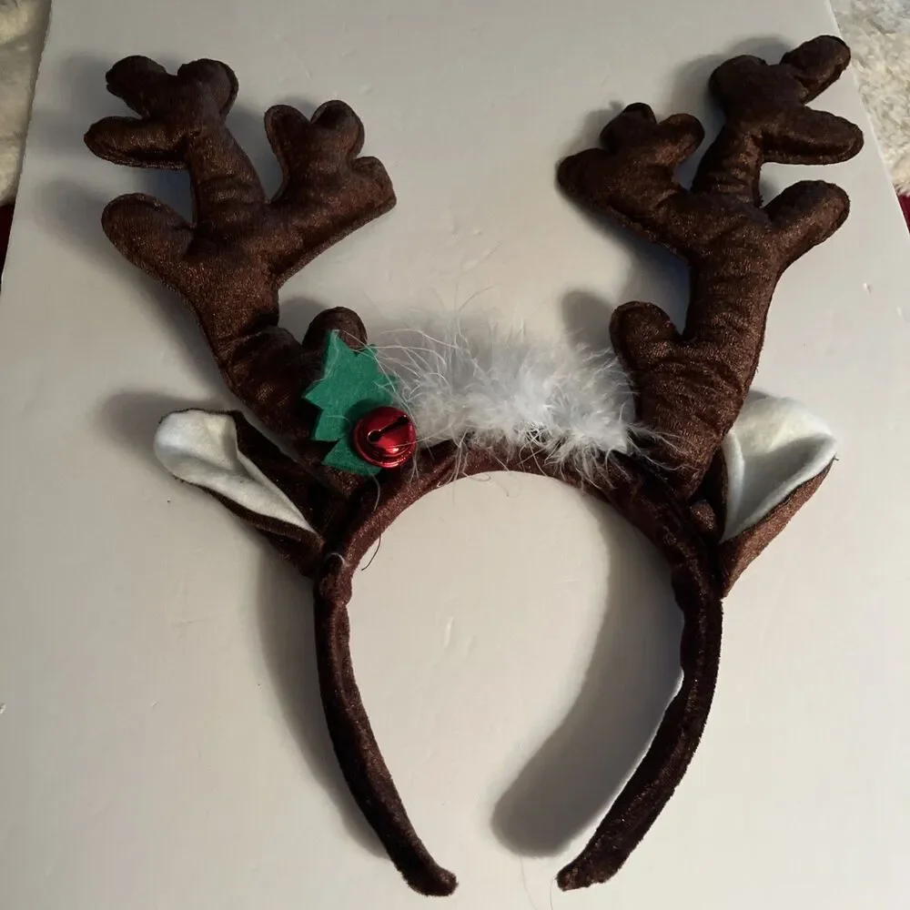 2 Pc FABRIC PLUSH REINDEER ANTLERS HEADBAND HEADDRESS 14